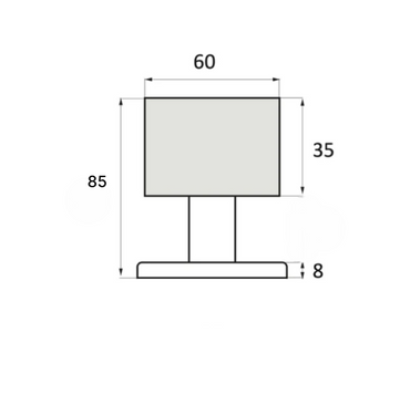 Pomo base cuadrada en Acero Inoxidable