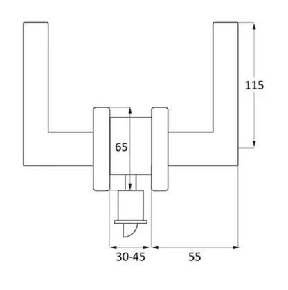 Square rosette handle with button key in Zamak