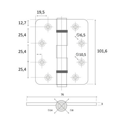 Bisagra para puerta RF