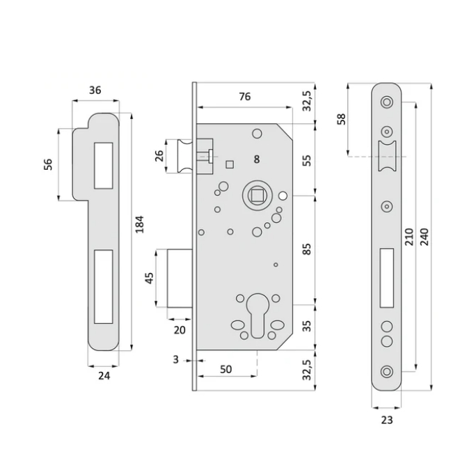 Round edge key lock