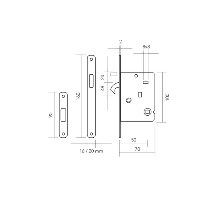 Kit para puerta corredera con muletilla redonda