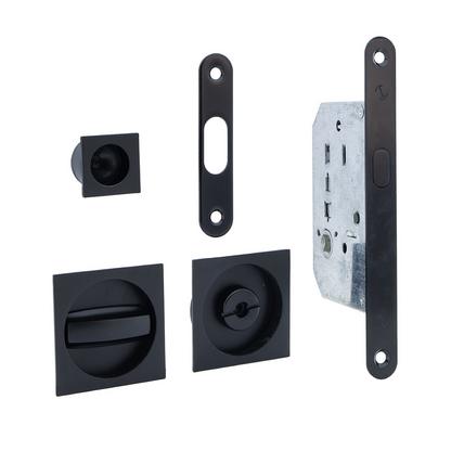 Sliding door kit with square handle