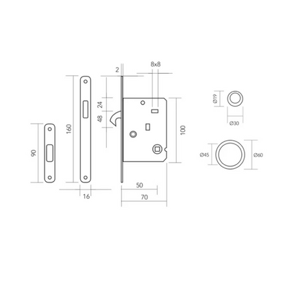 Kit for sliding door with latch