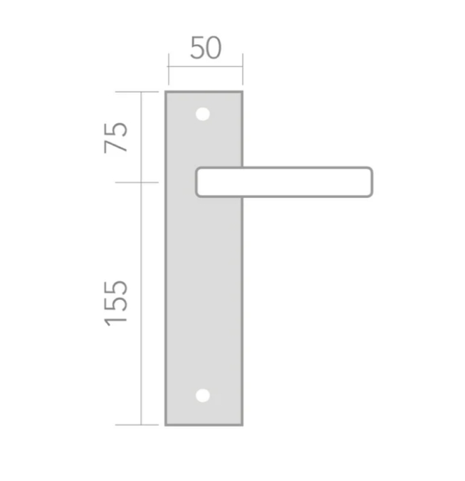 Rectangular plate handle in Zamak