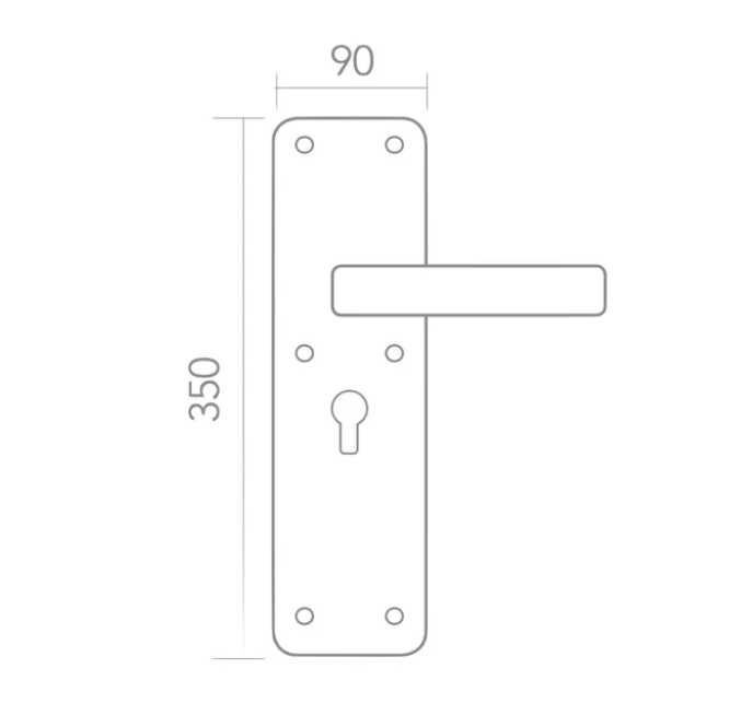 Rectangular plate handle in Stainless Steel