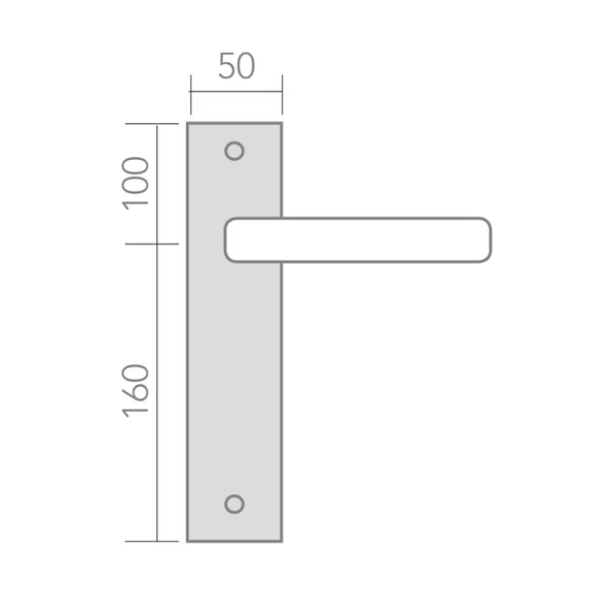 Rectangular plate handle in stainless steel