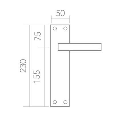 Rectangular plate handle in zamak