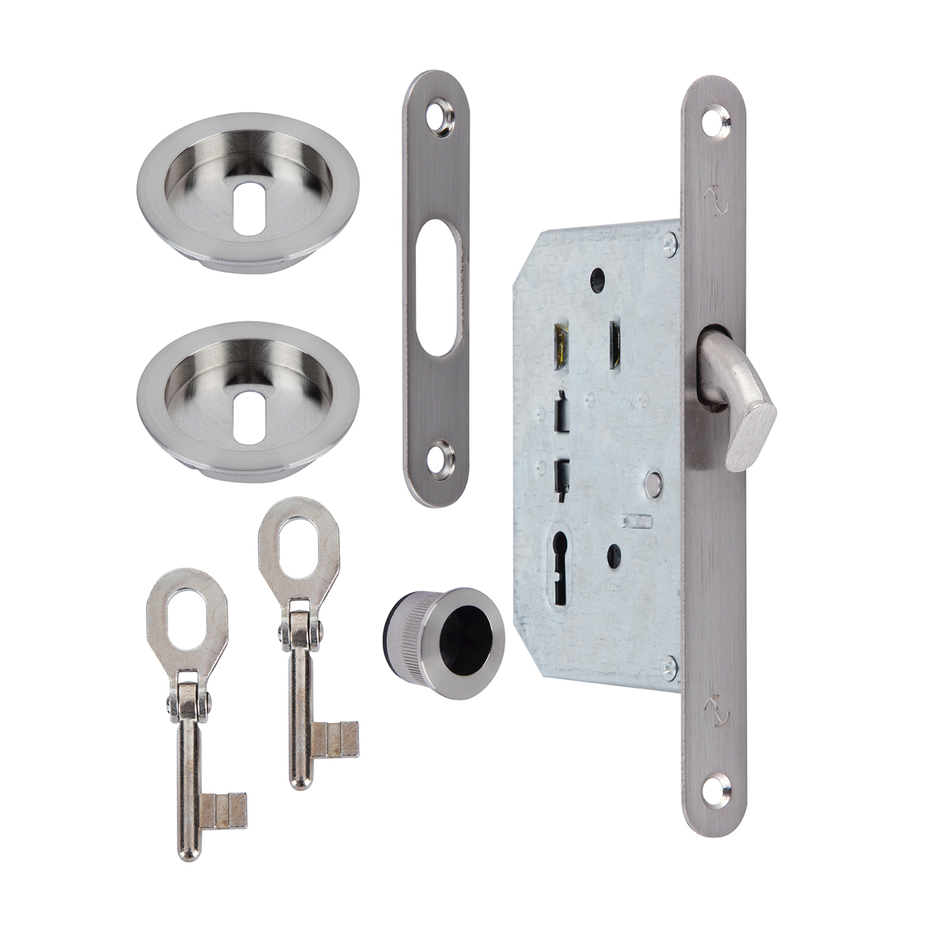 Kit for sliding door with latch