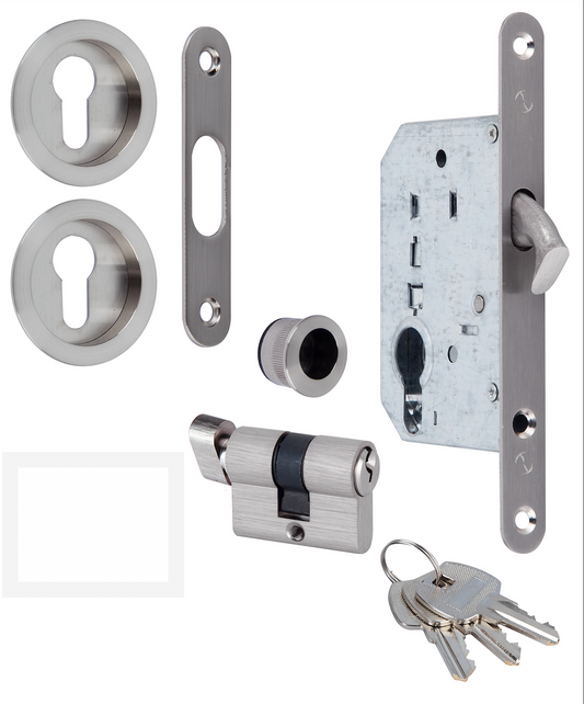 Sliding door kit with cylinder and key