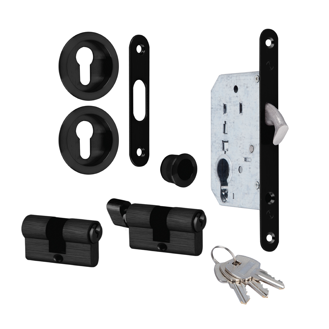 Kit for sliding door with cylinder