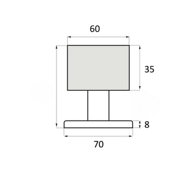 Square base knob in Stainless Steel