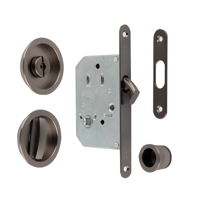 Kit for sliding door with round handle