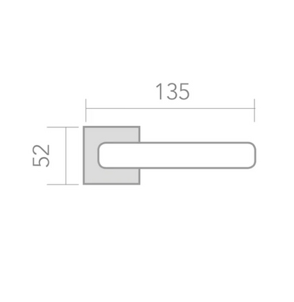 Square rosette handle in Zamak