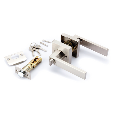 Square rosette handle with button key in Zamak