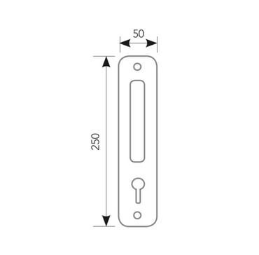 Oval plate handle in Zamak