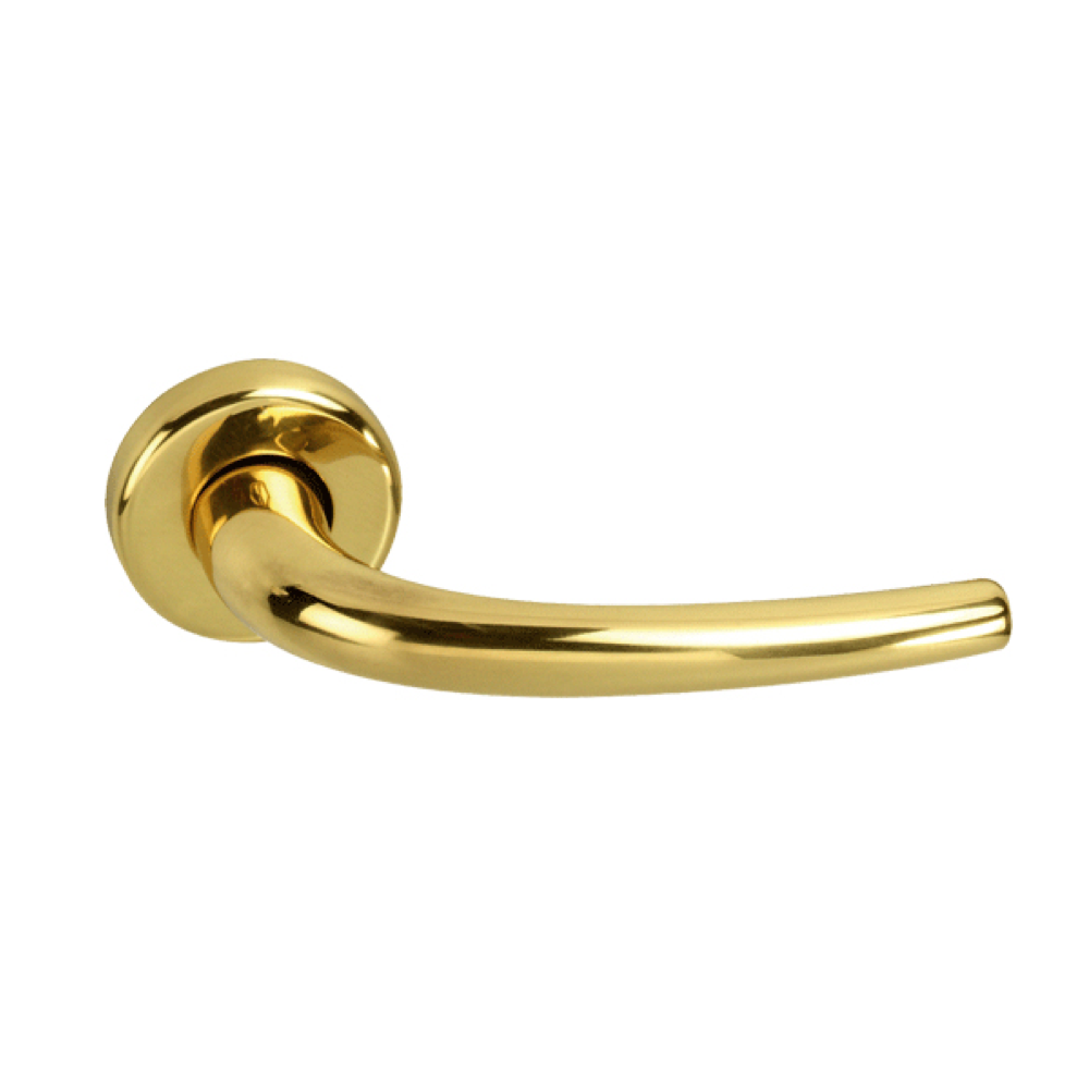 Round brass rosette handle